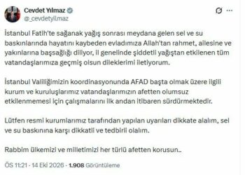 Cumhurbaşkanı Yardımcısı Yılmaz: Sel ve su baskınına karşı uyarıları dikkate alalım