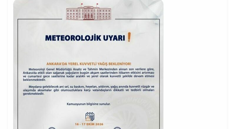 Ankara Valiliği'nden 'kuvvetli yağış' uyarısı