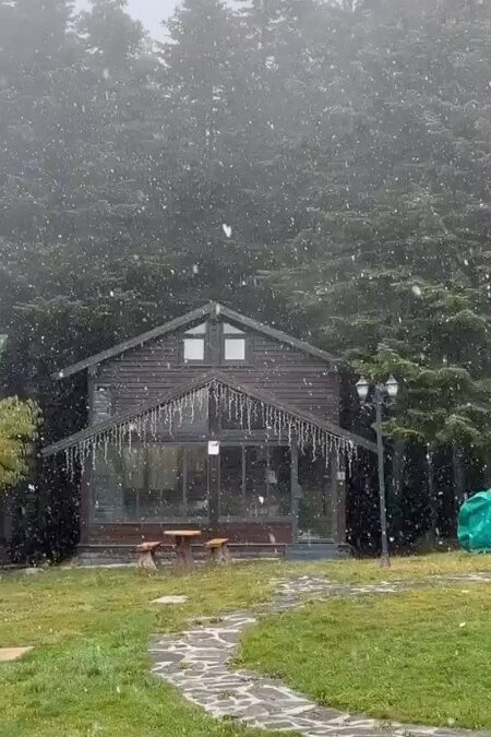 Uludağ’da kar yağışı