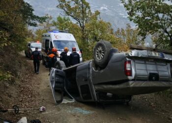 Freni tutmayan kamyonet takla attı; 2 yaralı