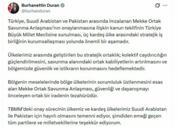 İletişim Başkanı Duran: Mekke Anlaşması'nın TBMM'ye sunulması önemli bir aşamadır
