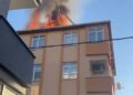 Ataşehir’de 4 katlı binanın çatısı alev alev yandı