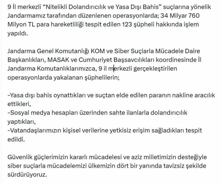 9 ilde 'nitelikli dolandırıcılık' ve 'yasa dışı bahis' operasyonu
