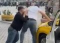 Fatih'te taksicilerin yumruklu 'yolcu alma' kavgası kamerada