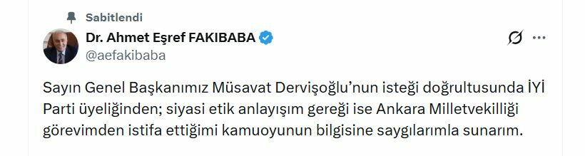 İYİ Partili Fakıbaba'dan istifa kararı