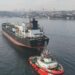 İstanbul Boğazı 'AK ANA' isimli tankerin geçişi nedeniyle gemi trafiğine kapatıldı -1 / Havadan görüntü