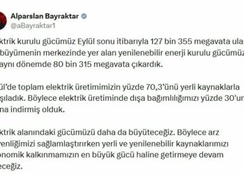 Türkiye'nin elektrik kurulu gücü 127 bin 355 megavata ulaştı