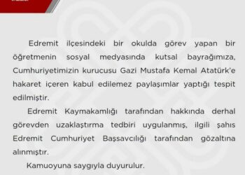 Türk bayrağına ve Atatürk’e hakaret içerikli paylaşımda bulunan öğretmen gözaltına alındı
