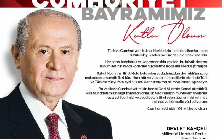 MHP Genel Başkanı Bahçeli'den 29 Ekim Cumhuriyet Bayramı mesajı