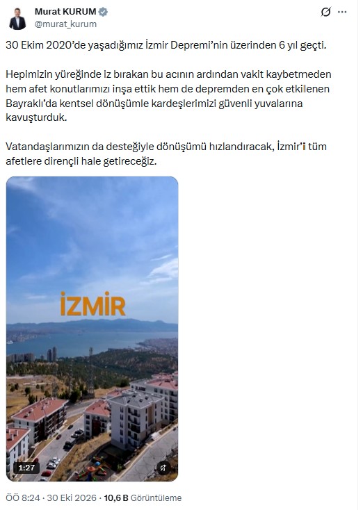 Bakan Kurum: İzmir'i tüm afetlere dirençli hale getireceğiz